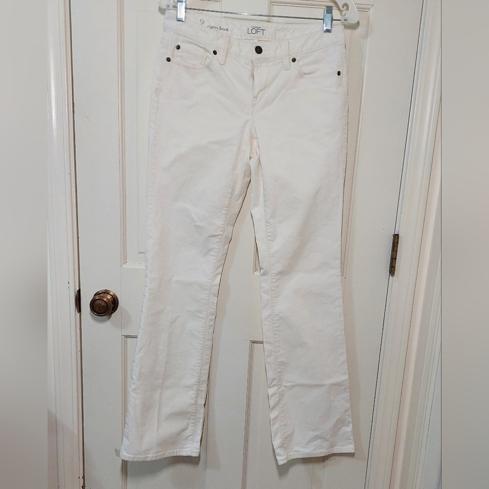 LOFT Cream Bootcut Corduroy Pants, Size 2